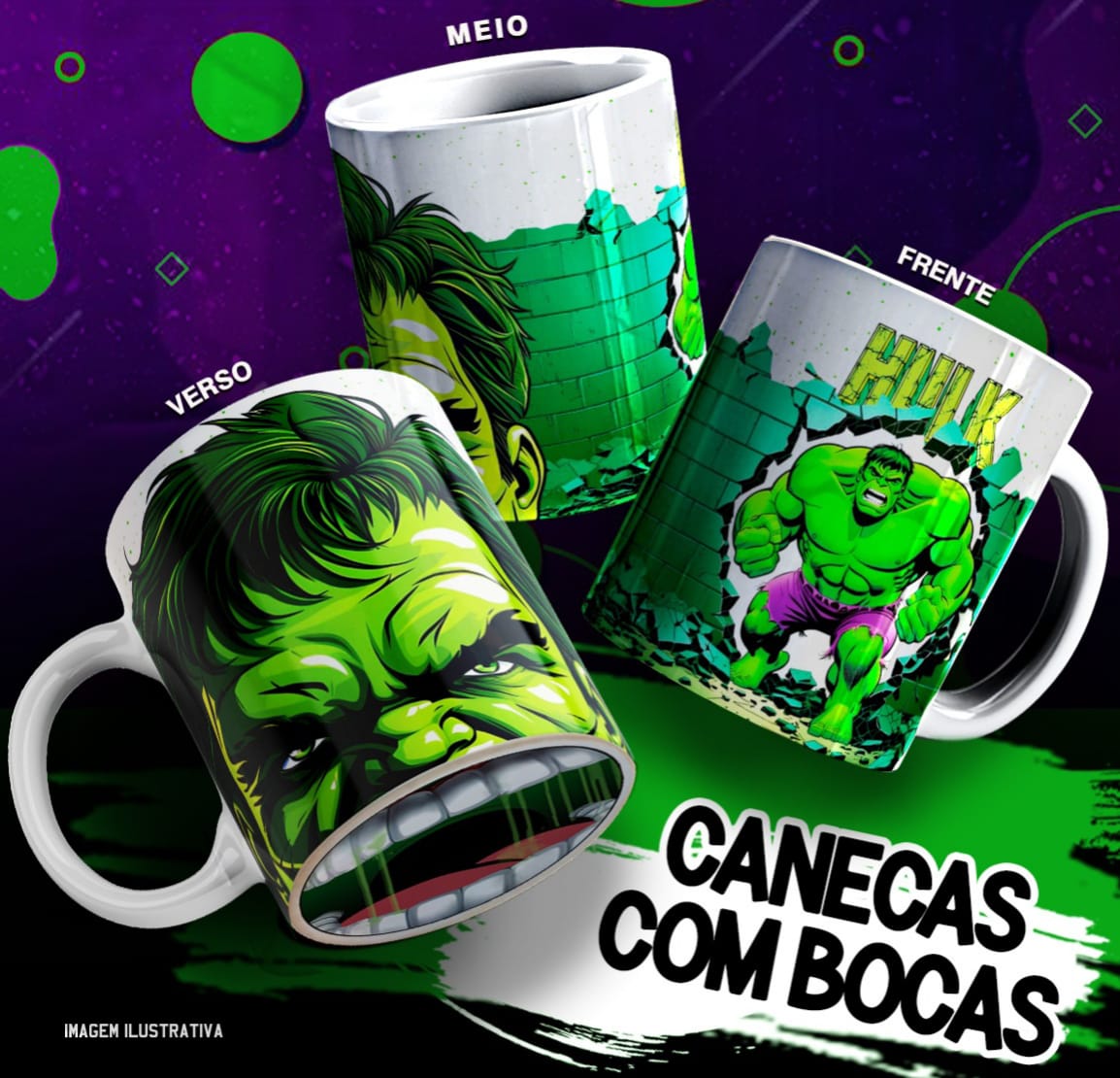 Canecas personalizadas com estampa colorida em impressão total
